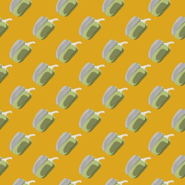 Simple bell pepper seamless pattern. Bulgarian pepper wallpaper. Design for fabric, textile print, wrapping paper, kitchen textiles. Vector illustration