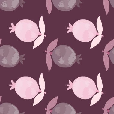 Hand drawn pomegranate fruit seamless pattern. Botanical fruits wallpaper. Decorative backdrop for fabric design, textile print, kitchen textiles, wrapping paper, cover. Doodle vector illustration