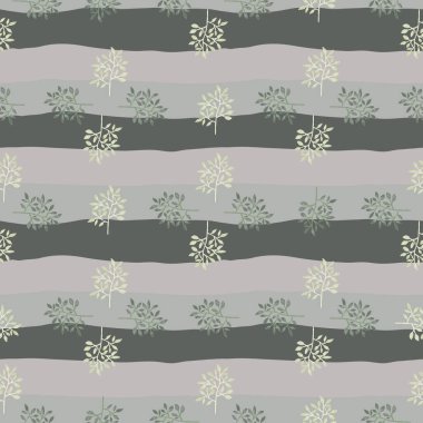 Hand drawn branches with leaves seamless pattern. Botanical sketch background. Decorative forest twig endless wallpaper. Design for fabric, textile print, wrapping, cover. Vector illustration