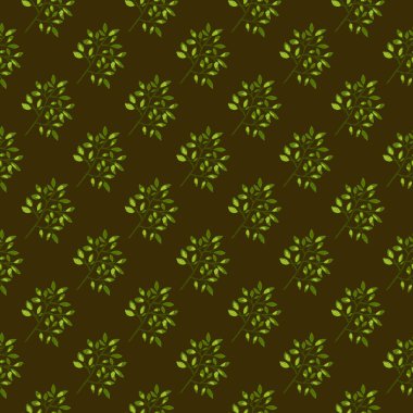 Hand drawn branches with leaves seamless pattern. Botanical sketch background. Decorative forest twig endless wallpaper. Design for fabric, textile print, wrapping, cover. Vector illustration