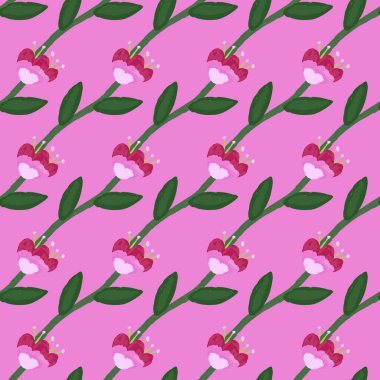 Folk flower seamless pattern in naive art style. Decorative floral wallpaper. Cute plants endless backdrop. Design for fabric, textile print, wrapping paper, cover. Vector illustration