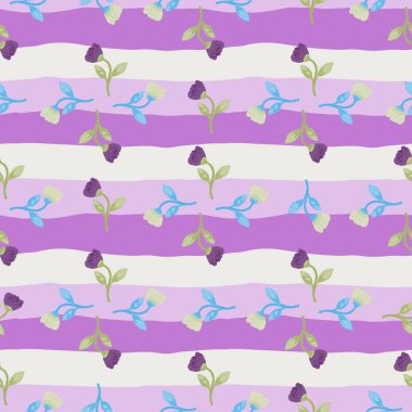 Hand drawn flower seamless pattern. Naive art style. Cute botanical plants endless backdrop. Decorative floral wallpaper. Design for fabric, textile print, wrapping paper, cover. Vector illustration