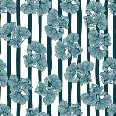 Delicate floral line seamless pattern. Vintage flower background. Design for fabric, textile print, wrapping, cover. Vector illustration