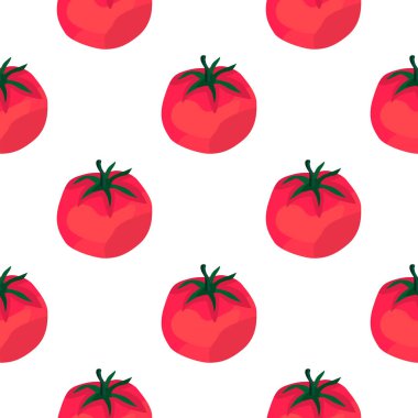 Seamless pattern with tomato. Organic vegetable wallpaper. Decorative backdrop for fabric design, textile print, kitchen textiles, wrapping, cover. Doodle vector illustration