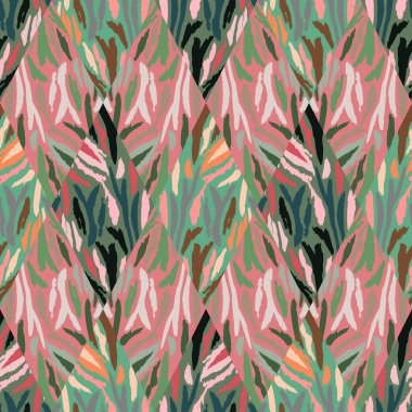 Tiger skin mosaic seamless pattern. Abstract animal fur tile. Modern design for fabric , textile print, wrapping, cover, card. Vector illustration