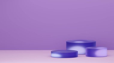 Product display podium background. Deep blue frosted glass pedestal. Stand to show cosmetic products background. Minimal concept template. 3d rendering mockup