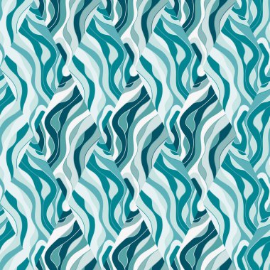 Wave mosaic seamless patern. Abstract liquid ornament. Decorative soft lines wallpaper. Design for fabric, textile print, wrapping paper, cover. Vector illustration