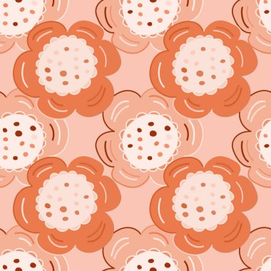 Seamless pattern with doodle flowers. Naive art. Design for fabric, textile print, wrapping paper, cover, poster. Vector illustration
