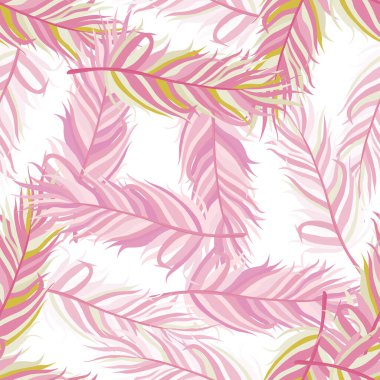 Seamless pattern with feathers. Abstract tropical palm leaves. Design for fabric, textile print, wrapping paper, cover. Vector illustration