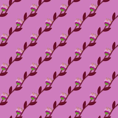 Folk flower seamless pattern in naive art style. Decorative floral wallpaper. Cute plants endless backdrop. Design for fabric, textile print, wrapping paper, cover. Vector illustration