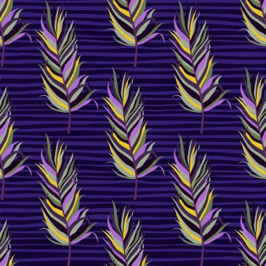 Seamless pattern with feathers. Abstract tropical palm leaves. Design for fabric, textile print, wrapping paper, cover. Vector illustration