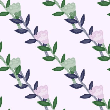 Decorative floral wallpaper. Folk flower seamless pattern in naive art style. Cute plants endless backdrop. Design for fabric, textile print, wrapping paper, cover. Vector illustration