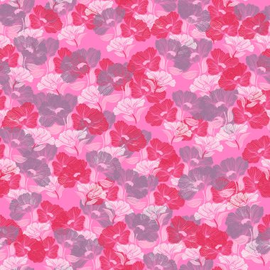 Delicate floral vintage outline endless background. Abstract flower line seamless pattern. Retro style. Design for fabric, textile print, wrapping, cover. Vector illustration