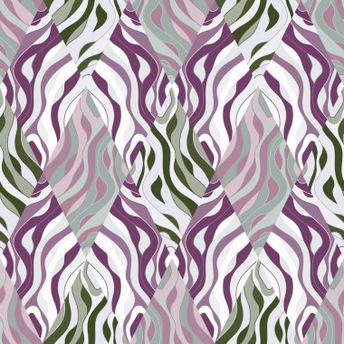 Wave mosaic seamless patern. Abstract liquid ornament. Decorative soft lines wallpaper. Design for fabric, textile print, wrapping paper, cover. Vector illustration