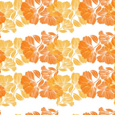 Seamless pattern with retro flowers. Vintage floral background. Design for fabric, textile print, wrapping paper, cover, poster. Vector illustration