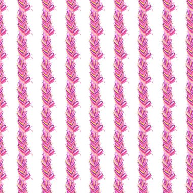 Seamless pattern with feathers. Abstract tropical palm leaves. Design for fabric, textile print, wrapping paper, cover. Vector illustration