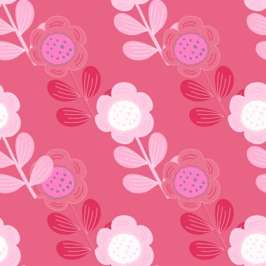 Seamless pattern with stylized flowers. Floral background. Design for fabric, textile print, wrapping paper, cover, poster. Vector illustration
