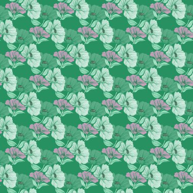 Delicate floral vintage outline endless background. Abstract flower line seamless pattern. Retro style. Design for fabric, textile print, wrapping, cover. Vector illustration