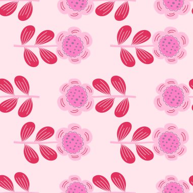 Seamless pattern with stylized flowers. Floral background. Design for fabric, textile print, wrapping paper, cover, poster. Vector illustration