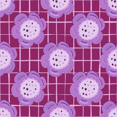 Seamless pattern with doodle flowers. Naive art. Design for fabric, textile print, wrapping paper, cover, poster. Vector illustration