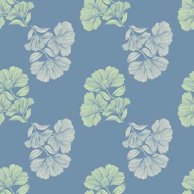 Seamless pattern with retro flowers. Vintage floral background. Design for fabric, textile print, wrapping paper, cover, poster. Vector illustration