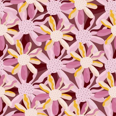 Seamless pattern with decorative flowers. Floral vector background. Design for fabric, textile print, wrapping paper, cover, poster.