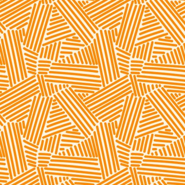 Seamless pattern with striped elements. Orange color. Design for fabric, textile print, wrapping paper, cover, poster. Vector Illustration