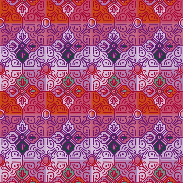 Etnik Çiçekli Mozaik Pürüzsüz Desen Soyut Geometrik Süslemeli Duvar Kağıdı — Stok Vektör