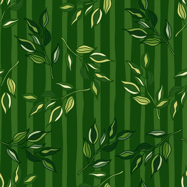 Бесшовный Рисунок Ветвей Листьями Органическое Происхождение Декоративные Лесные Листья Бесконечные — стоковый вектор