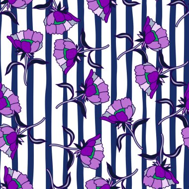 Çiçekler ve yapraklarla kusursuz desen. Soyut çiçek duvar kâğıdı. Kumaş, tekstil baskısı, yüzey, ambalaj, kapak, tebrik kartı için tasarım. Vektör illüstrasyonu