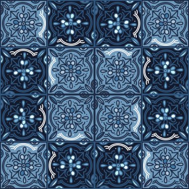 Talavera pattern. Indian patchwork. Turkish ornament. Moroccan tile mosaic. Ceramic tableware, folk print. Spanish pottery. Ethnic background. Mediterranean seamless wallpaper.