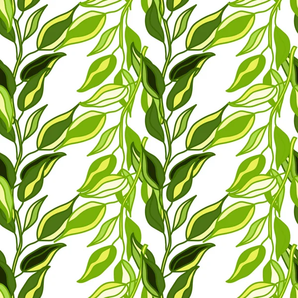 无缝带的叶状分枝 有机背景 装饰森林的叶子无尽的墙纸 面料设计 纺织品印花 矢量说明 — 图库矢量图片