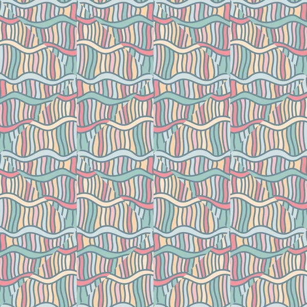 Seamless Pattern Abstract Wavy Lines Tribal Mosaic Tile Textile Rapport — Vetor de Stock
