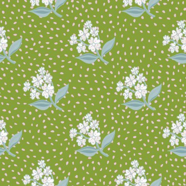 Dekoratif çiçeklerle kusursuz desen. Çiçek arkaplan. Sevimli bitkiler sonsuz arkaplan. Kumaş, tekstil baskısı, ambalaj kağıdı, kapak tasarımı. Vektör illüstrasyonu