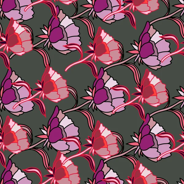 Zökkenőmentes Minta Virágokkal Levelekkel Absztrakt Virágos Tapéta Tervezés Szövet Textil — Stock Vector