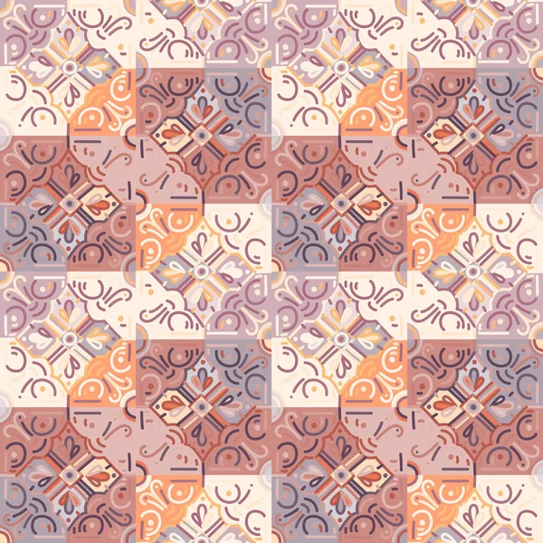 Decorative Mosaic Elements Seamless Pattern Abstract Geometric Ornamental Wallpaper Vintage — Vetor de Stock