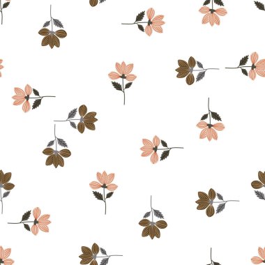 Zarif stilize edilmiş çiçek pürüzsüz deseni. Soyut çiçek arkaplanı. Klasik botanik çizimi. Kumaş, tekstil baskısı, ambalaj, kapak için geçmişe dönük tasarım. Vektör illüstrasyonu