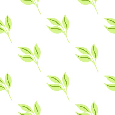 Basit, pürüzsüz bir iz bırakır. Dekoratif orman yaprağı sonsuz duvar kağıdı. Organik arka plan. Kumaş, tekstil baskısı, ambalaj, kapak tasarımı. Vektör illüstrasyonu.