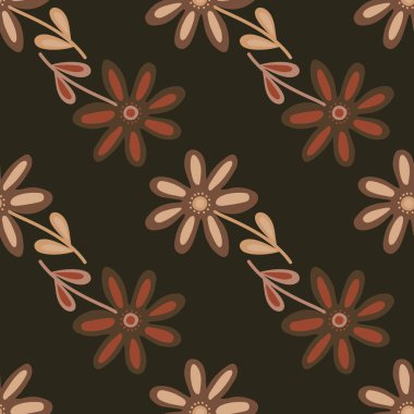 Elle çizilmiş çiçek duvar kağıdı. Sevimli çiçek desenli. Saf sanat tarzı. Kumaş, tekstil baskısı, ambalaj ve kapak için basit tasarım. Vektör illüstrasyonu