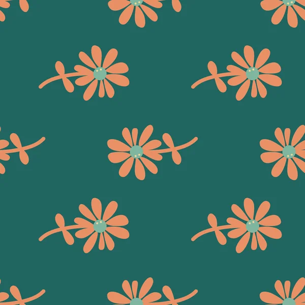 Kamillenblüten Nahtloses Muster Naivem Kunststil Niedlichen Kleinen Gänseblümchen Floralen Ornament — Stockvektor