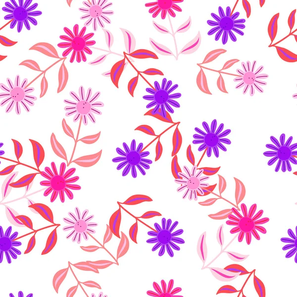 Einfaches Nahtloses Blumenmuster Eleganter Botanischer Hintergrund Abstrakte Florale Tapeten Dekorative — Stockvektor