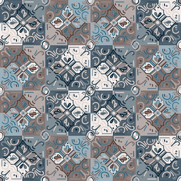 Dekoratif Mozaik Elementler Kusursuz Desen Soyut Geometrik Süslemeli Duvar Kağıdı — Stok Vektör