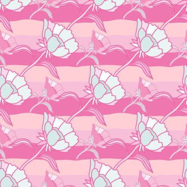 Çiçekler ve yapraklarla kusursuz desen. Soyut çiçek duvar kâğıdı. Kumaş, tekstil baskısı, yüzey, ambalaj, kapak, tebrik kartı için tasarım. Vektör illüstrasyonu