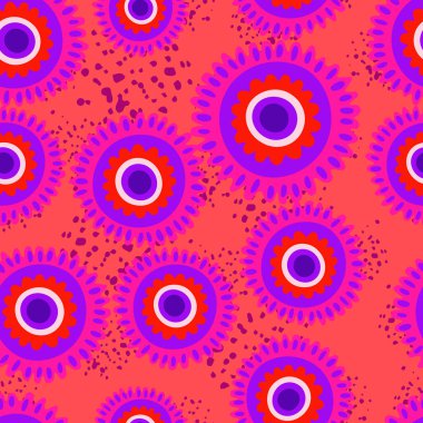 Soyut papatya çiçeği dikişsiz desen. Yaratıcı, bitmeyen bir çiçek geçmişi var. Kumaş için yaz, tekstil baskısı, ambalaj, kapak. Vektör illüstrasyonu