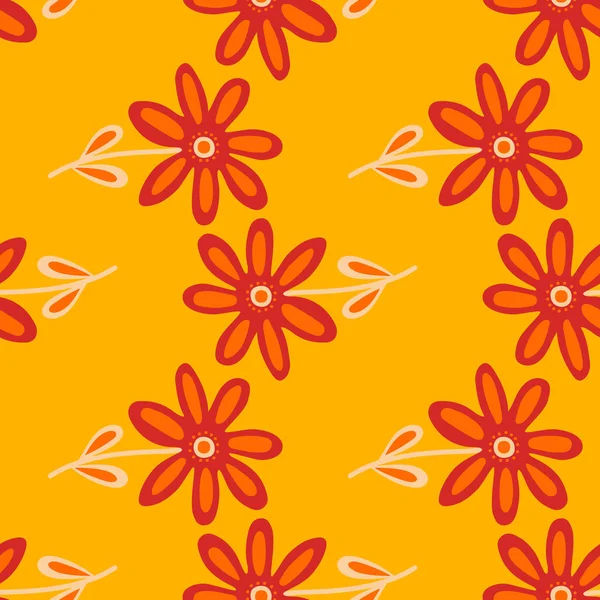 Hand Drawn Floral Wallpaper Cute Flower Seamless Pattern Naive Art — Stock Vector