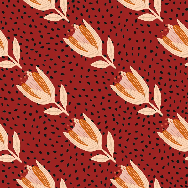 Χαριτωμένο Λουλούδι Τουλίπας Απρόσκοπτη Μοτίβο Βοτανικός Σχεδιασμός Αγριολούλουδων Διακοσμητικό Floral — Διανυσματικό Αρχείο