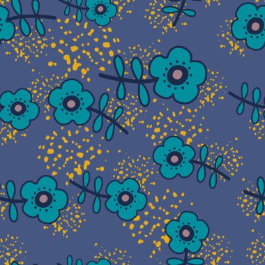 Doodle çiçekleri şekillendirdi. Dekoratif saf botanik duvar kağıdı. Güzel çiçek arkaplanı. Kumaş, tekstil baskısı, ambalaj, kapak tasarımı. Vektör illüstrasyonu