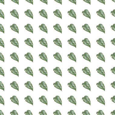 Orman yaprağı dikişsiz desen. Egzotik botanik doku. Çiçek arkaplan. Dekoratif tropikal palmiye yaprakları duvar kağıdı. Kumaş, tekstil baskısı, ambalaj, kapak tasarımı. Vektör illüstrasyonu