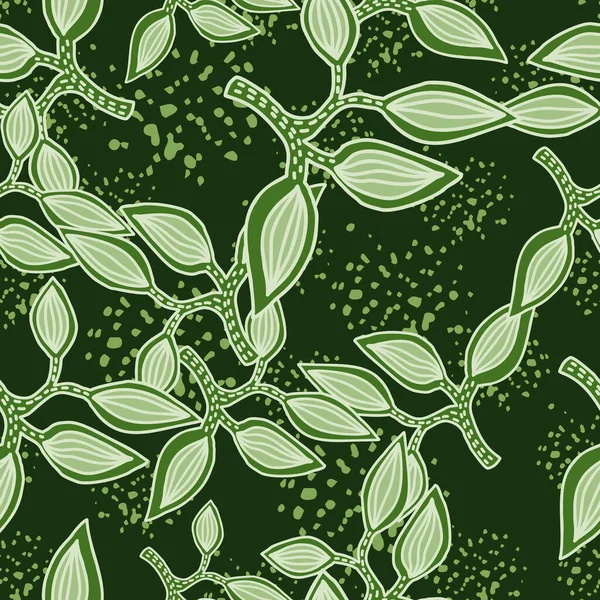 Nahtloses Muster Mit Dekorativen Blättern Von Hand Gezeichnete Exotische Botanische — Stockvektor