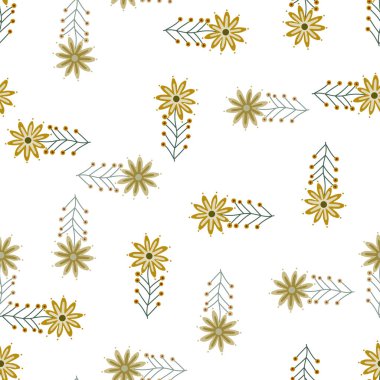 Şirin papatya çiçeği süsü duvar kâğıdı. Aster çiçeği pürüzsüz desen. Kumaş, tekstil baskısı, ambalaj ve kapak için basit tasarım. Vektör illüstrasyonu